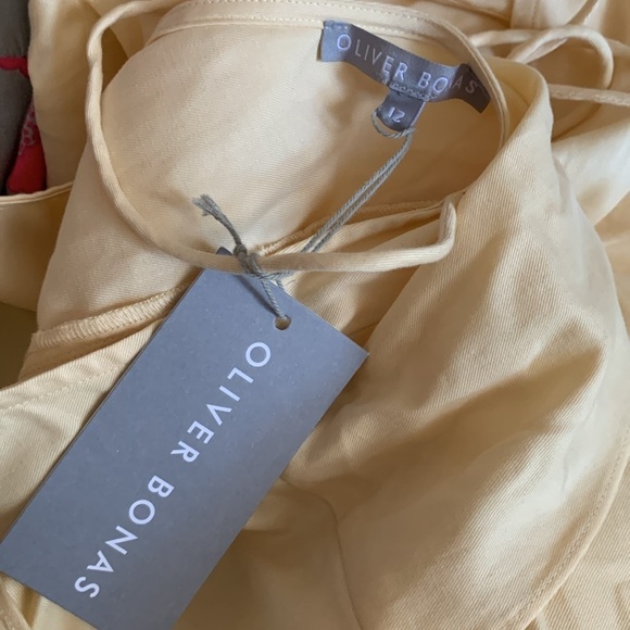 Oliver Bonas cloud frilled midi dress buttermilk size 12‎ NWT ruffle tie back - Picture 5 of 13